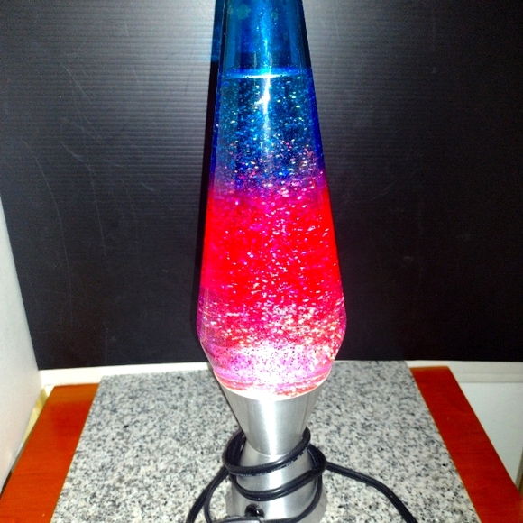 Northern Lites Glitter & Motion Lava Lamp. Blue & Purple. 14.5" Tall. - Picture 3 of 4